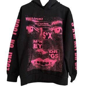 LUCKI S*X M*NEY DRGS Black/Pink Men’s Tour Heavyweight Tour Hoodie in Small BNOT